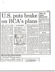 U.S. puts brake on BCA's plans