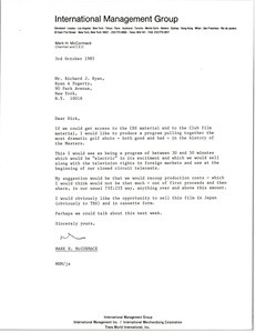 Letter from Mark H. McCormack to Richard J. Ryan