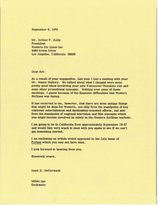 Letter from Mark H. McCormack to Arthur F. Kelly