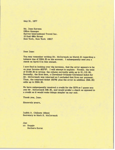 Letter from Judy A. Chilcote to Jane Kerman