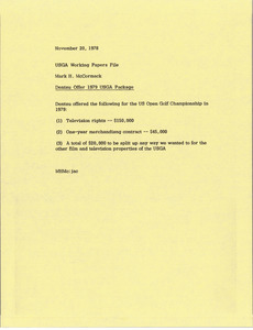 Memorandum from Mark H. McCormack to United States Golf Association working papers file