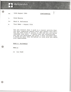 Memorandum from Mark H. McCormack to Drew Mearns