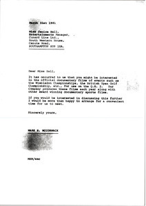Letter from Mark H. McCormack to Janice Hall