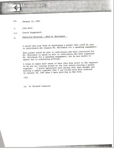 Memorandum from Laurie Roggenburk to John Weil