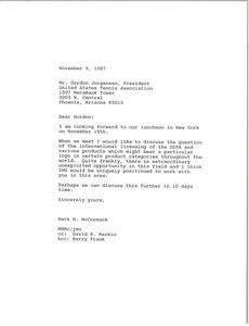 Letter from Mark H. McCormack to Gordon Jorgensen