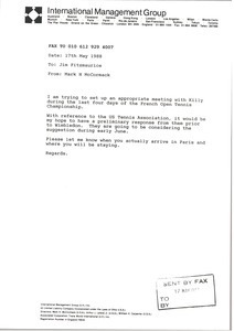 Fax from Mark H. McCormack to Jim Fitzmaurice