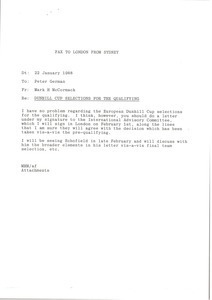 Fax from Mark H. McCormack to Peter German