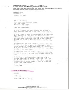 Letter from Mark H. McCormack to R. Greenberg