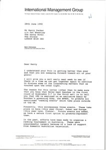 Letter from Mark H. McCormack to Kerry Packer