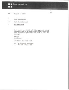 Memorandum from Mark H. McCormack to John Laupheimer