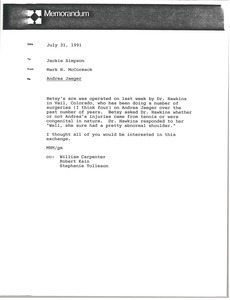 Memorandum from Mark H. McCormack to Jackie Simpson