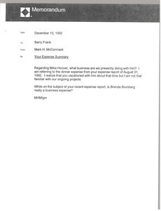 Memorandum from Mark H. McCormack to Barry Frank