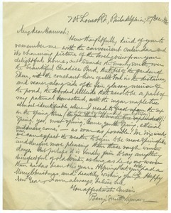 Letter from Benjamin Smith Lyman to Hannah Lyman