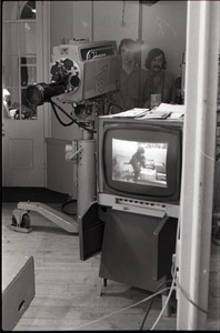 View of camera and monitor during broadcast of the WGBY program Open Door