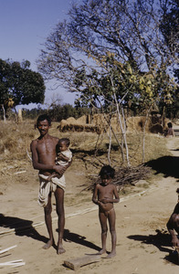 Father and children in a village near Ranchi