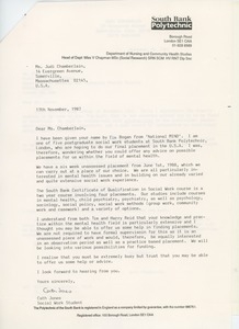 Letter from Cath Jones to Judi Chamberlin