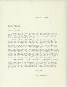 Letter from Judi Chamberlin to Nat Hentoff