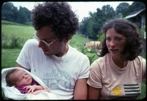 Dan and Nina Keller with baby Clara, Montague Farm Commune