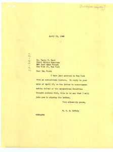 Letter from W. E. B. Du Bois to Civil Rights Congress