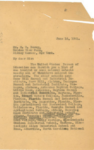 Letter from W. E. B. Du Bois to H. W. Dewey