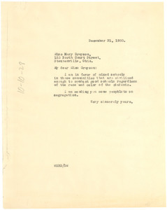 Letter from W. E. B. Du Bois to Mary Grayson