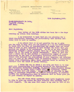 Letter from A. M. Chirgwin to W. E. B. Du Bois