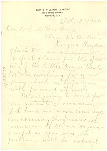 Letter from Carrie Clifford to W. E. B. Du Bois