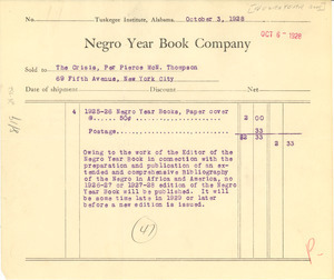 Negro Year Book Company invoice