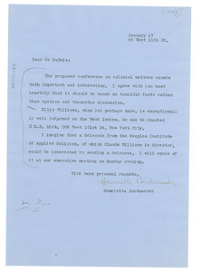 Letter from Henrietta Buckmaster to W. E. B. Du Bois