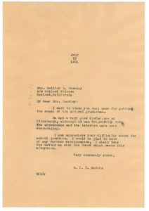 Letter from W. E. B. Du Bois to Delilah L. Beasley