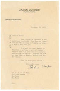 Letter from Atlanta University to W. E. B. Du Bois