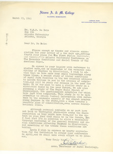 Letter from Alcorn Agricultural and Mechanical College to W. E. B. Du Bois