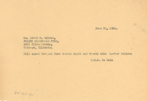 Telegram from W. E. B. Du Bois to Julius Rosenwald Fund