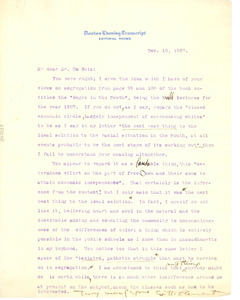 Letter from E. H. Clement to W. E. B. Du Bois