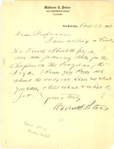 Letter from Madison C. Peters to W. E. B. Du Bois