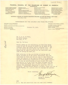 Letter from George E. Haynes to W. E. B. Du Bois