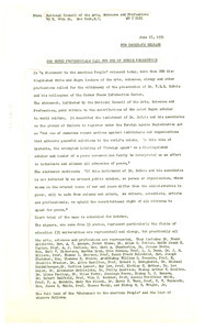 National Council of the Arts, Sciences, and Professions press release
