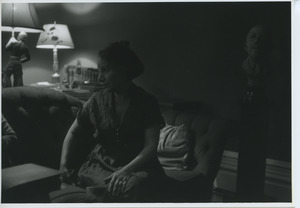 Shirley Graham Du Bois sitting on the couch in her Brooklyn home