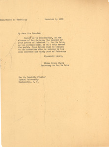 Letter from Ellen Irene Diggs to E. Franklin Frazier