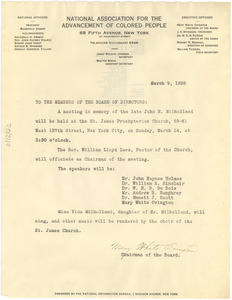 Circular letter from NAACP to W. E. B. Du Bois