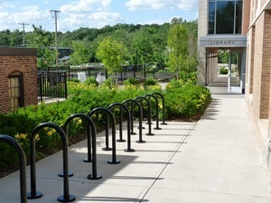 Athol Public Library: side entrance with bike racks