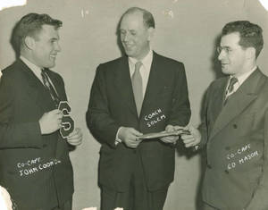 Head Football Coach Ossie Solem with Team Co-Captains John Coons and Ed Mason, 1949