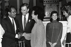 Mayor Raymond L. Flynn with City Councilor Charles Yancey and Corazon Aquino, President of the Philippines