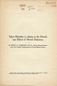 Infant mortality in relation to the heredity effects of mental deficiency