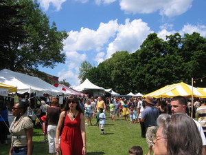 Booths and crowd at Taste of Amherst
