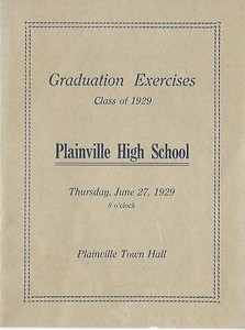 Plainville High School Graduation Booklet 1929