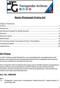 Master Photograph Finding Aid