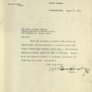 Letter : Charlestown, Mass., to George B. Magrath, Boston, Mass., August 18, 1927.