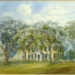 Watercolor sketch of old Holmes house
