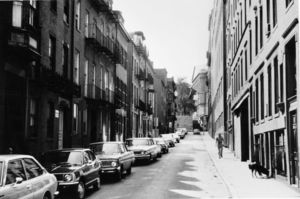 View of Temple Street, looking towards Derne Street and Massachusetts State House steps